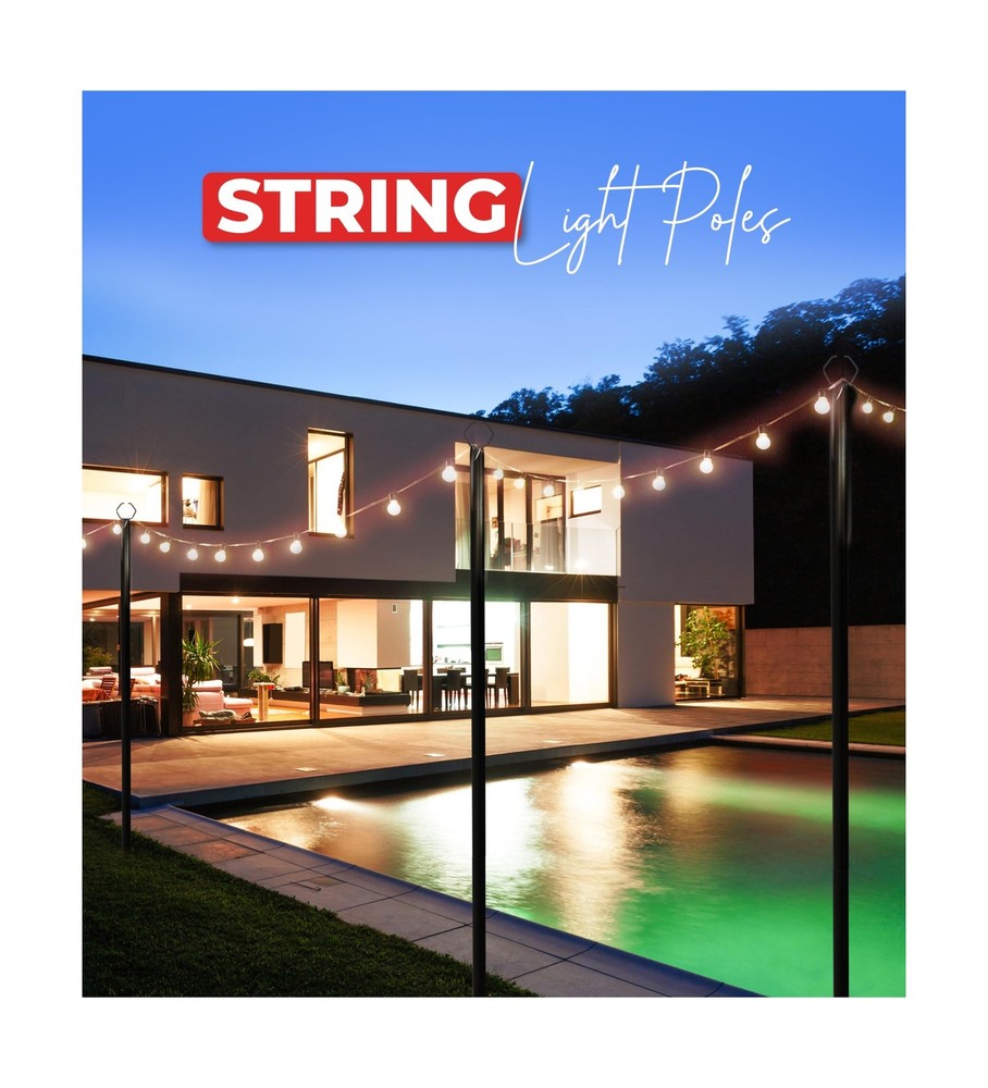 Utopia Home 4 Pack String Light Poles 9FT, Light Poles for Outside String Lig...