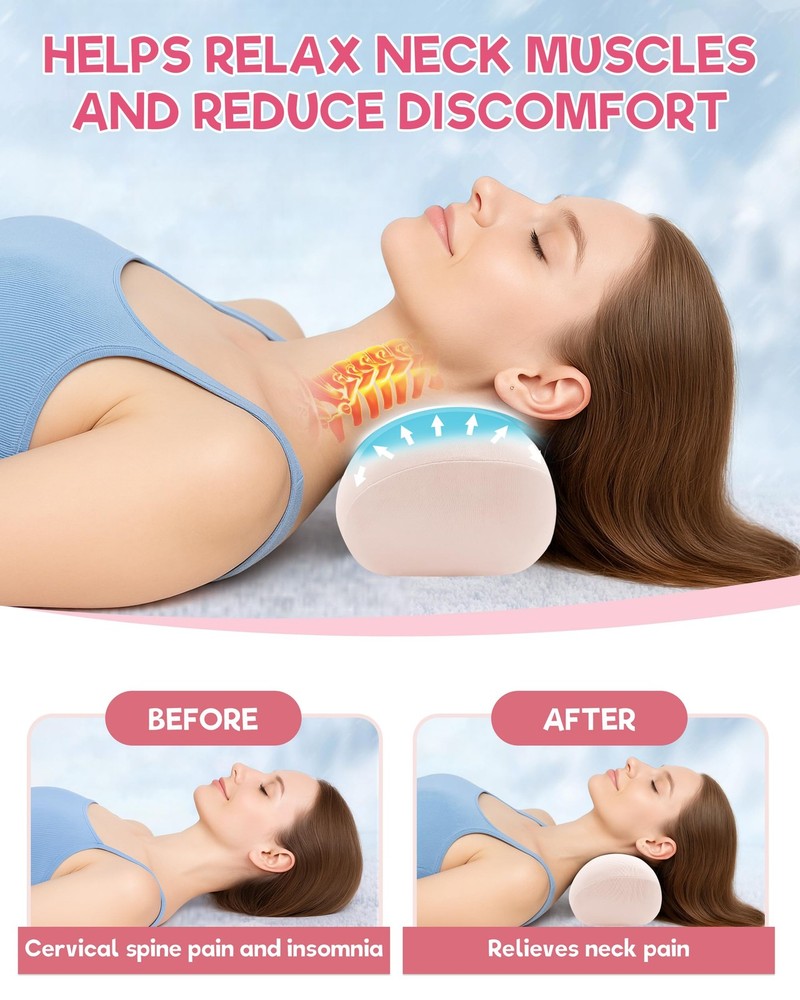 Neck Support Pillow for Sleeping Small Neck Roll Pillow Cervical Stretcher Pi...