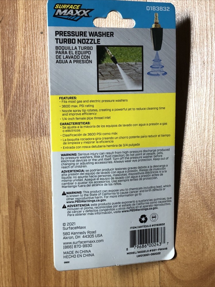 Surface Maxx Pressure Washer Pro Turbo Nozzle (SPINNING) 2 Pc Bundle 4.0 & 3.0