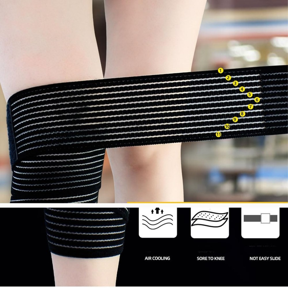 Extra Long Elastic Knee Wrap Compression Support for Ligaments Joint Pain