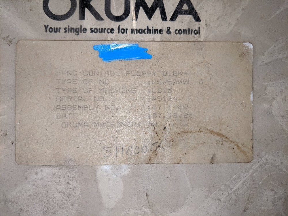 OKUMA LD-15 SOFTWARE AND PARAMETERS BINDER AND DISK