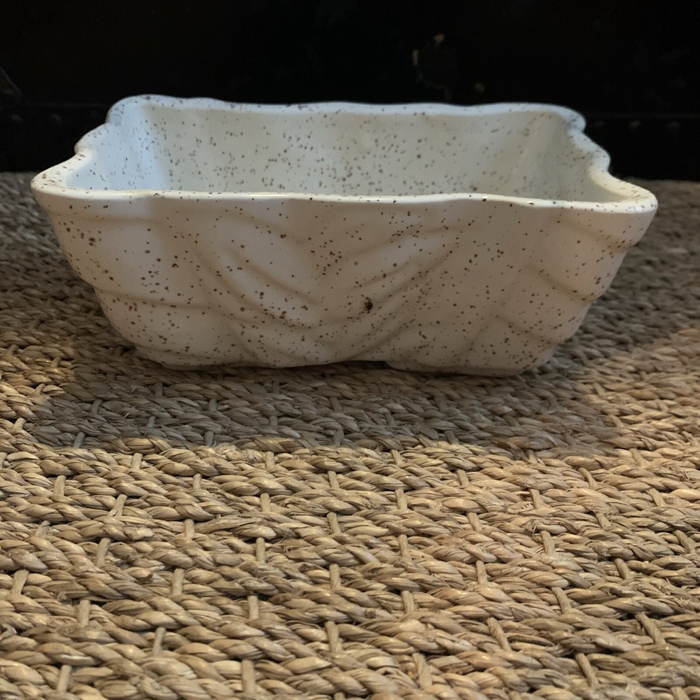 Vintage MCM White Speckled Glazed Planter Marked SP-36 ￼