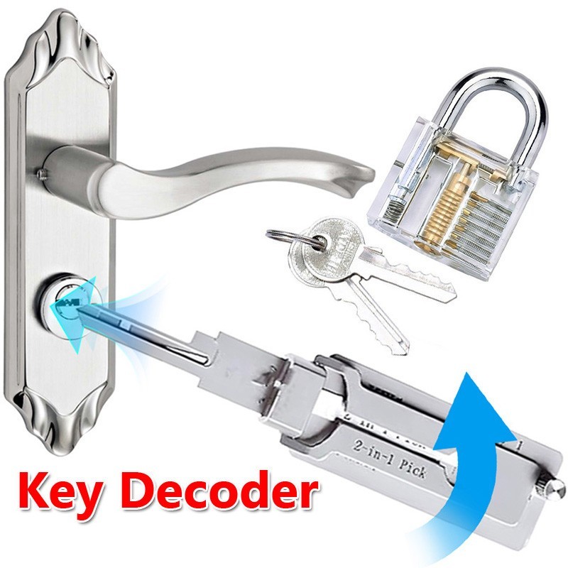 Key Decoder 2-in-1 Locksmith Tool Stainless Steel Portable Lock Pick 1pc