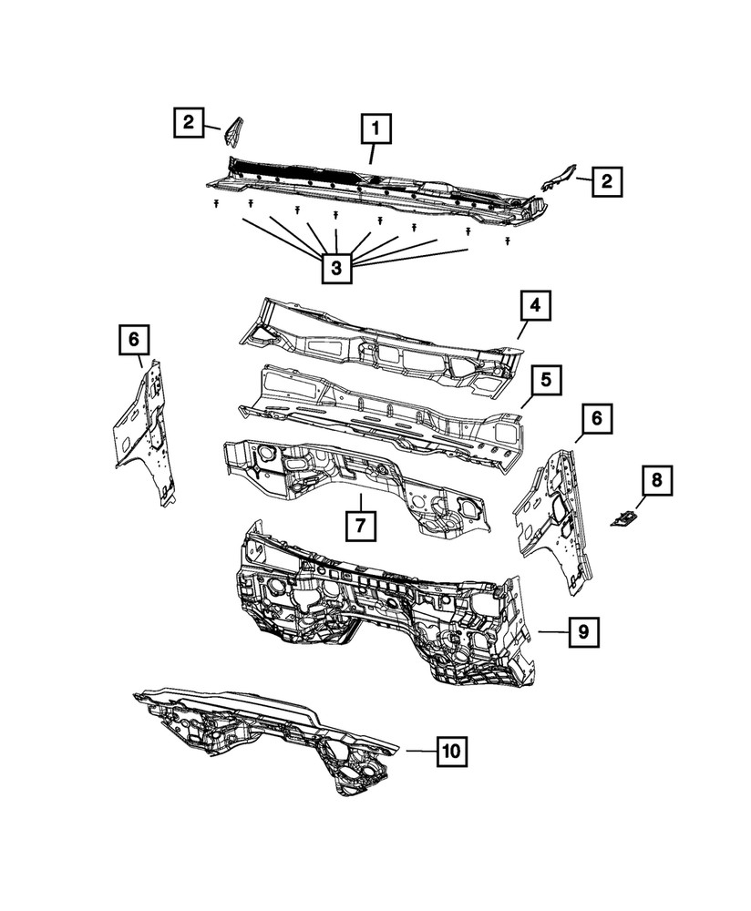 Genuine Mopar Cowl Side Panel Right 68306518AF