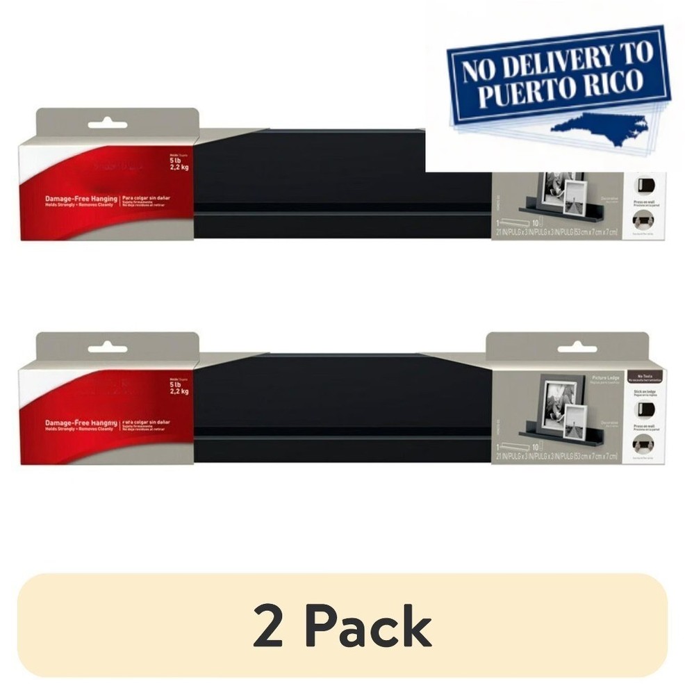(2 pack) Damage Free Decorating, 1 Ledge and 10 Command Strips