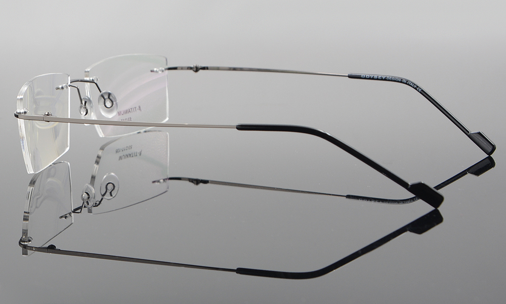 Men's Rimless β Titanium Eyeglasses Frames Rectangular Optical Frame Gunmetal