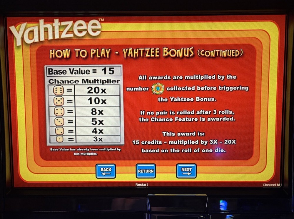 WMS BB2 YAHTZEE SLOT MACHINE SOFTWARE SET GAME & OS EXTREMELY FUN GAME TESTED