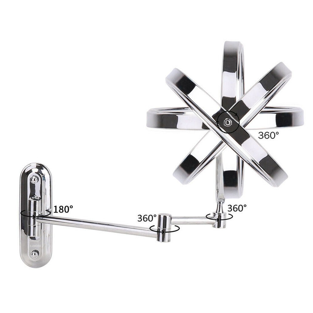 8" Extendable Wall Mounted Makeup Shaving Mirror Closeup Two Sides Home Bathroom