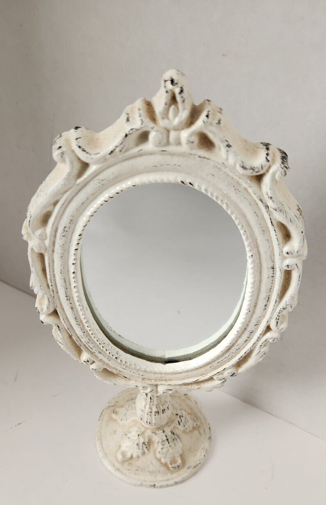 Cast Iron Frame Vanity Mirror Stand Shabby Chic Boho Victorian Decor 10"