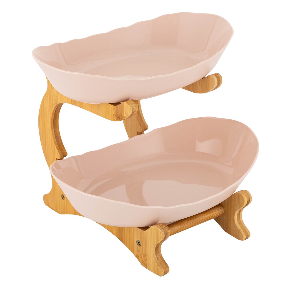 2 Tier Fruit Bowl, Fruit Basket Stand, Fruit Serving Tray Beige US~