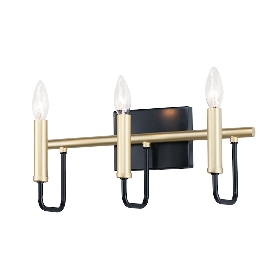 Maxim Lighting Sullivan 3-Light Bath Vanity, Black/Gold - 10253BKGLD