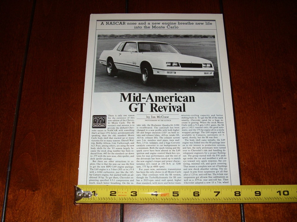 1983 CHEVROLET MONTE CARLO SS - ORIGINAL ARTICLE