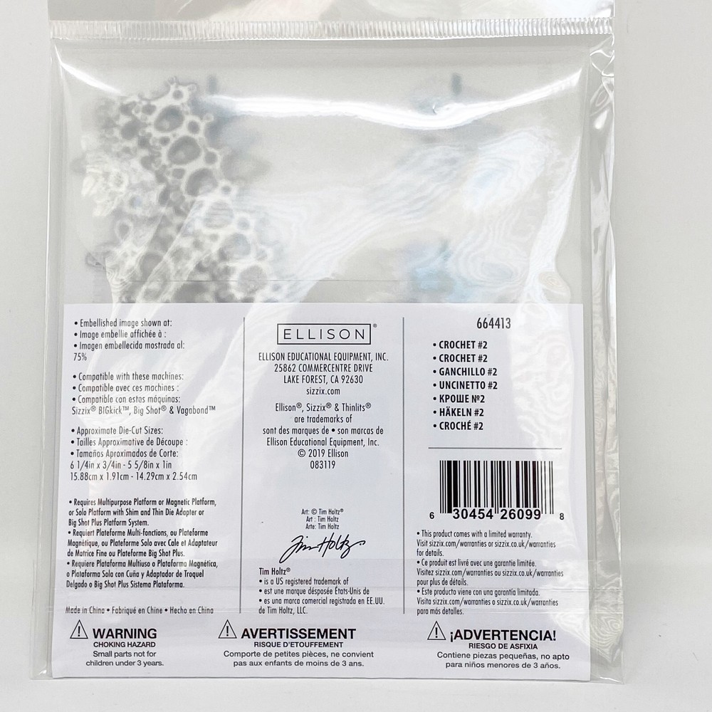 Sizzix Thinlits Tim Holtz Crochet 2 Winter Pattern Cutting Dies 664413 NEW