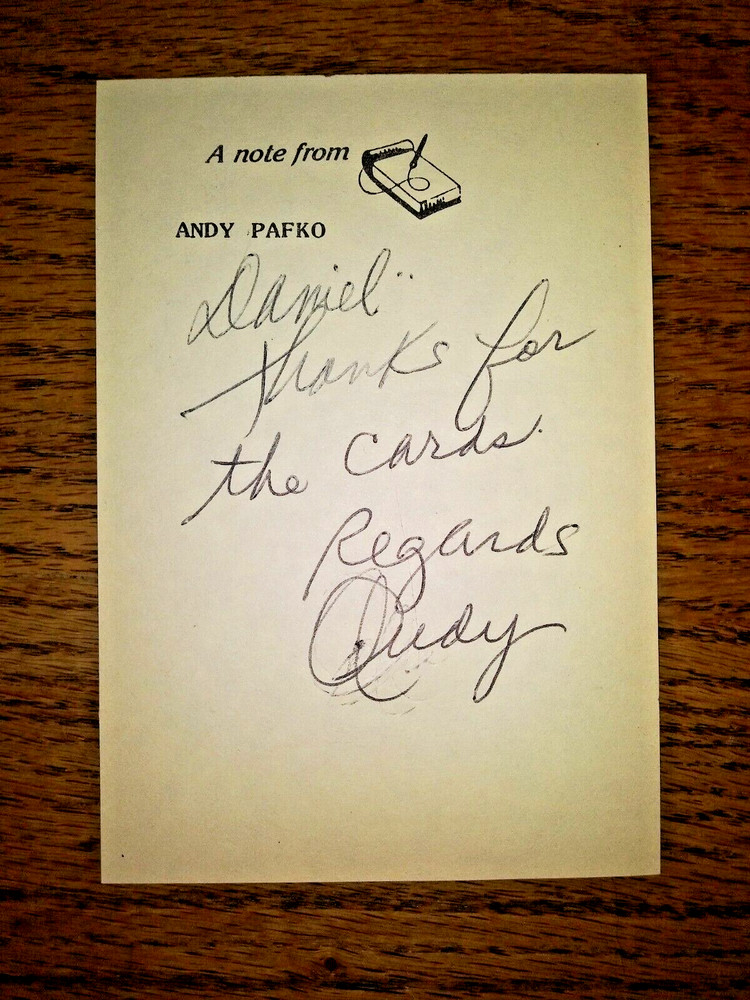 3-PCS - SIGNED ANDY PAFKO NOTE & LETTER AUTOGRAPHED & RETURN ENVELOPE 2004