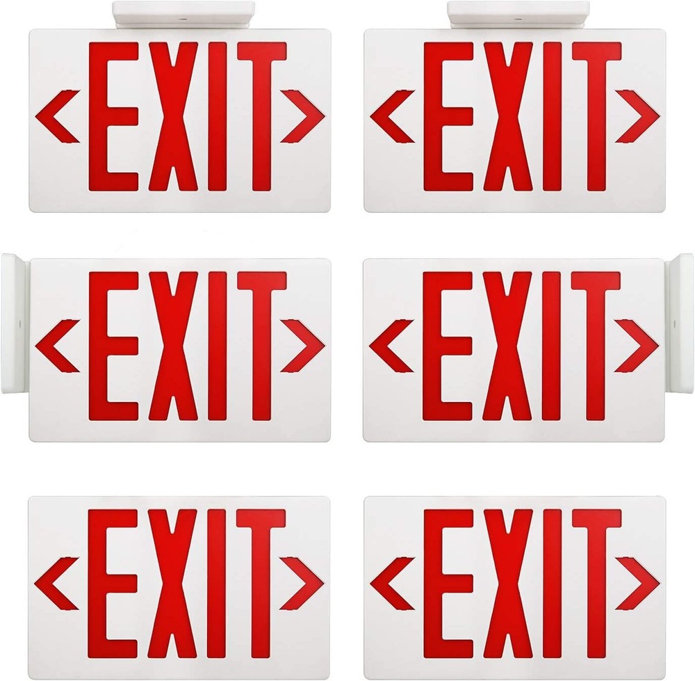 LED Emergency Exit Sign Light - Battery Backup UL 924 Certified 6 Pack Red