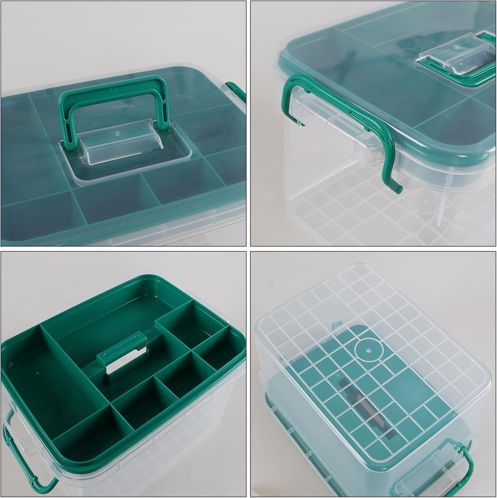 1 Pack Plastic Medicine Storage Kit with Tray, First Aid Storage Box with Handle