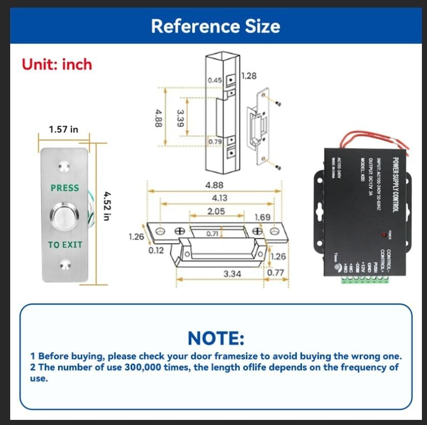 Access Control Electric Strike Door Lock Fail-Secure/Fail-Safe Kit System