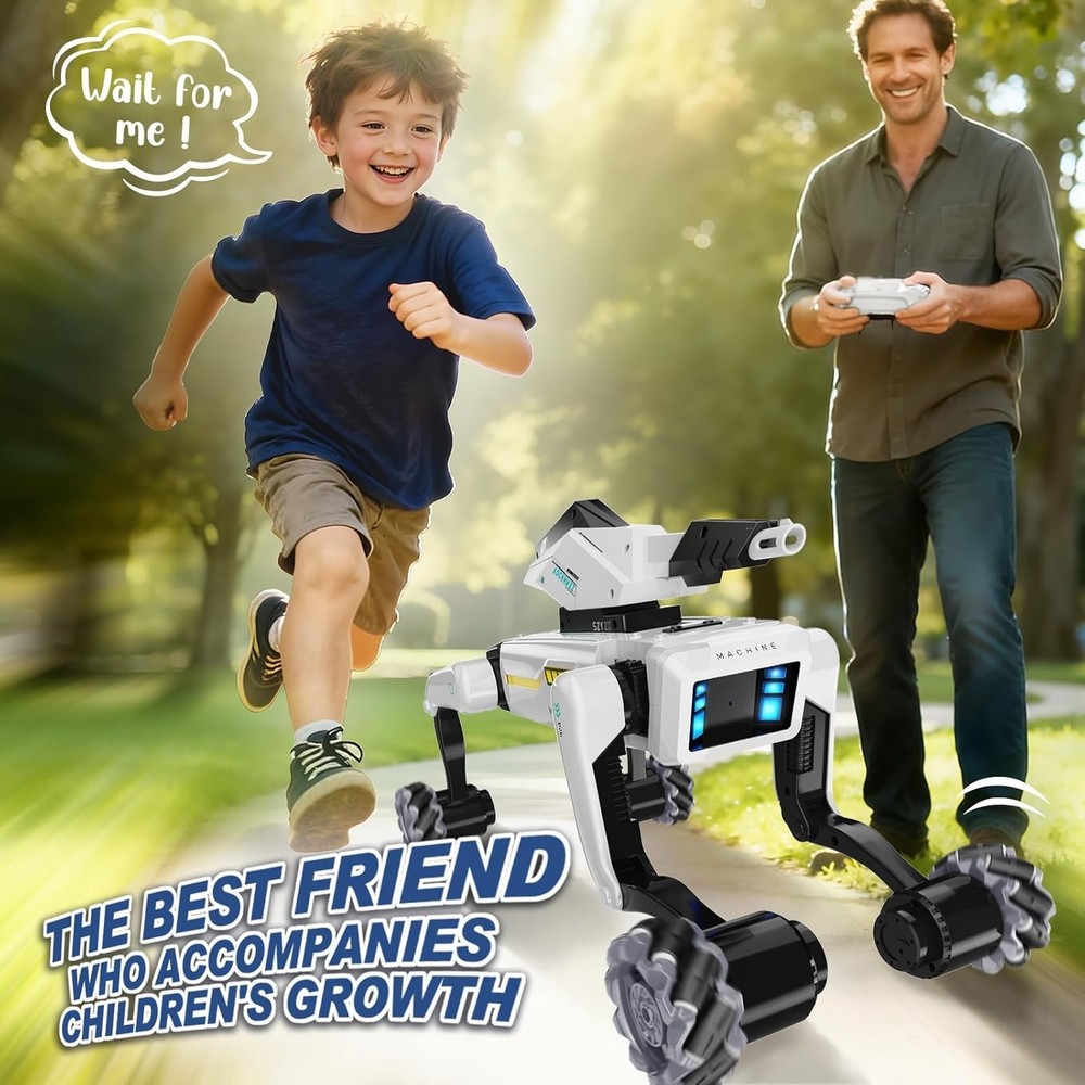 Smart Robot Dog with Wheels, 30+ Bionic Actions, Voice & Remote Control, Program