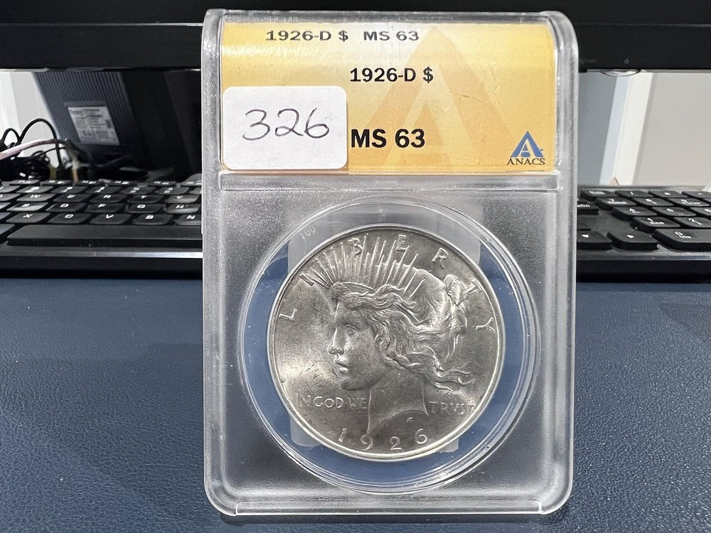 1926-D $1 Peace Silver Dollar Anacs MS63 (CJJ)