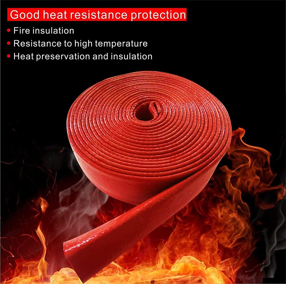 Silicone Insulation Fire Sleeving Protective Heat Shield Sleeve 5/8"1/2" 3/4" 1"