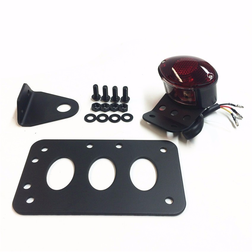 Black Horizontal Vertical Side Mount License Plate Bracket Taillight For Harley