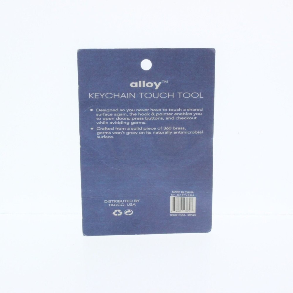 Alloy Keychain Touch Tool Antimicrobial Brass New