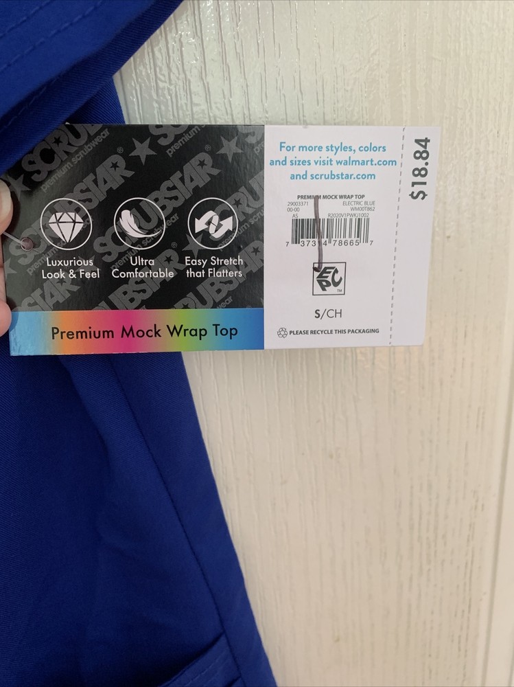 SCRUBSTAR Small ULTIMATE STRETCH Electric BLUE SCRUB TOP