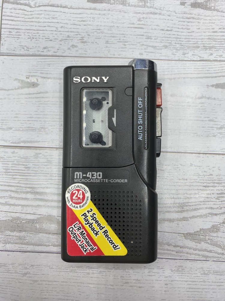 Sony M-430 MicroCassette Voice Recorder Black Powers On Doesn't Spin Tape As Is