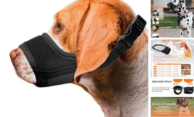 Dog Muzzle, Soft Breathable Muzzle for Medium Large Dogs, Air Mesh Black Small
