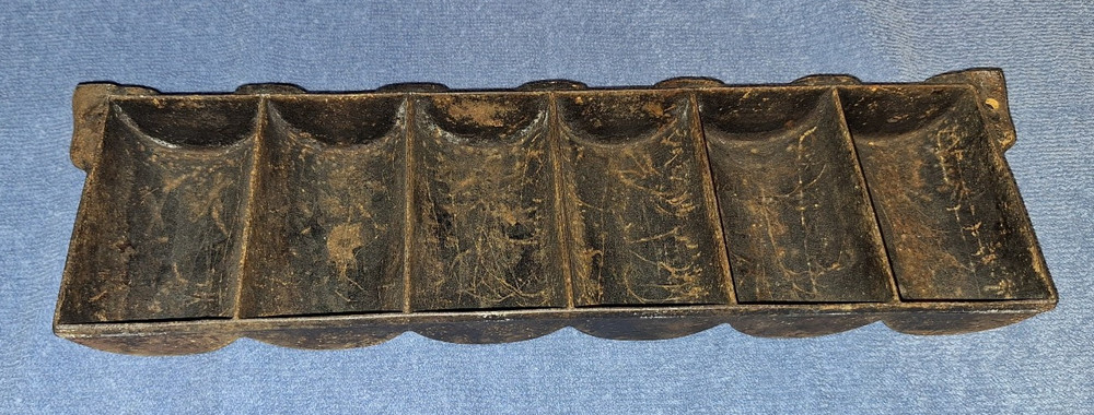 Antique Cast Iron Half Round Muffin Cornbread Pan - Half Size