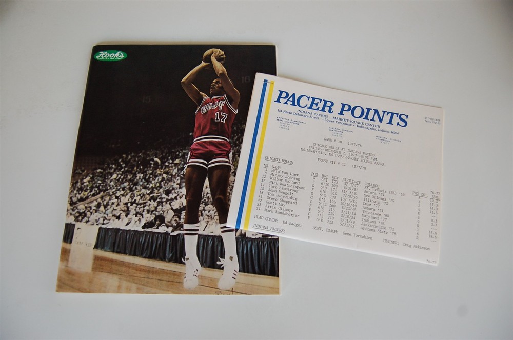1977 Pacers - Bulls NBA Program - Scott May Cover - w/ Press Notes