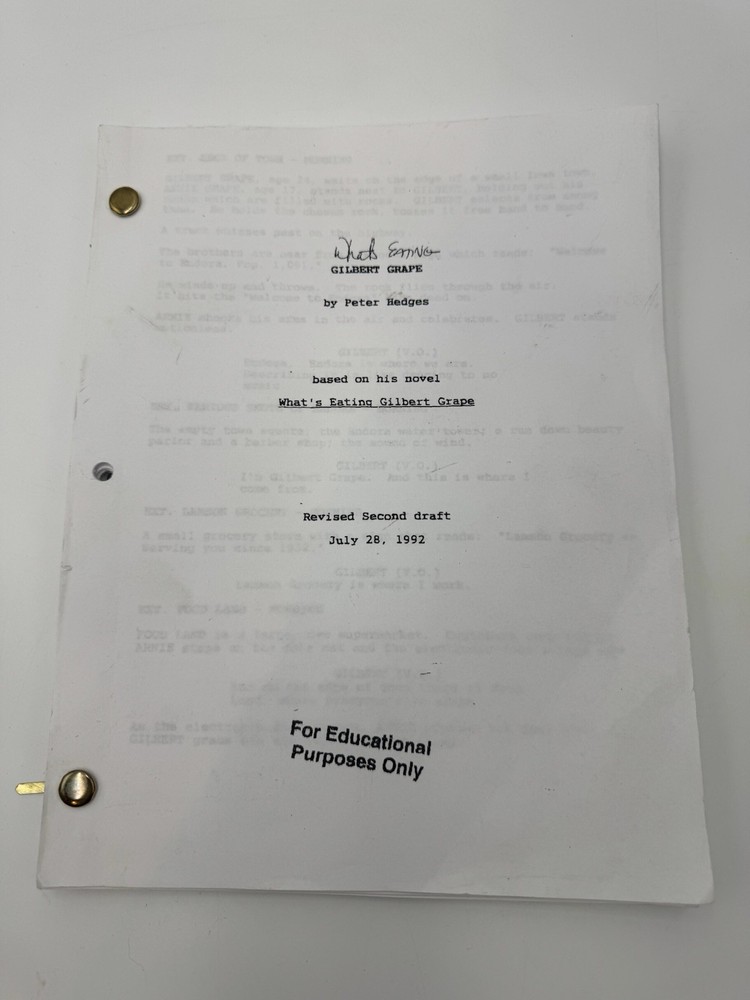 1992 What's Eating Gilbert Grape Original Movie Script Revised 2nd Draft Rare