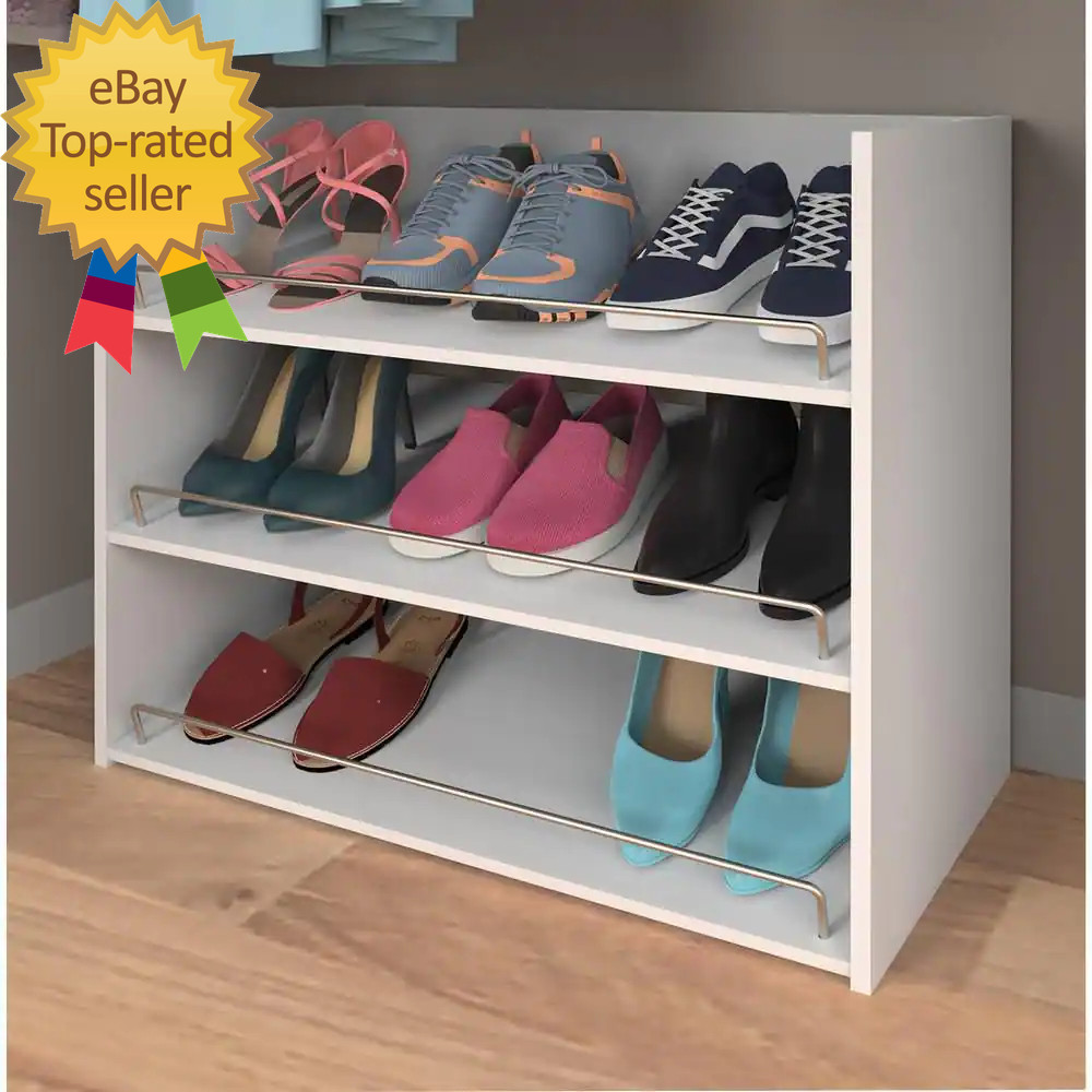 Impressions 3-Shelf White Shoe Organizer