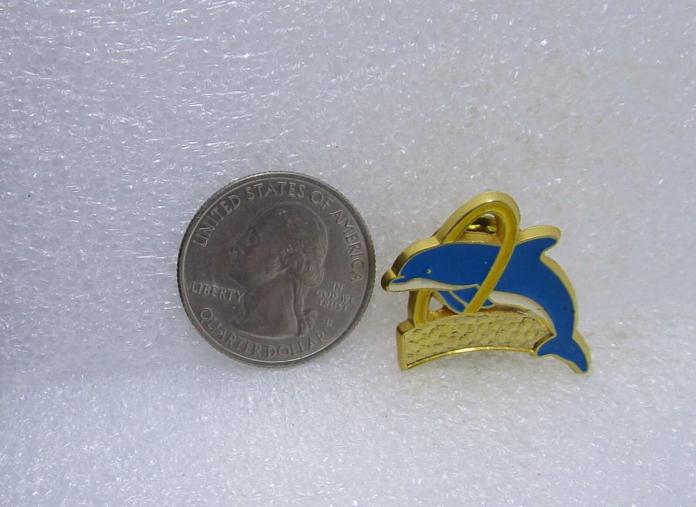 Blue Dolphin Jumping Through Ring Pin