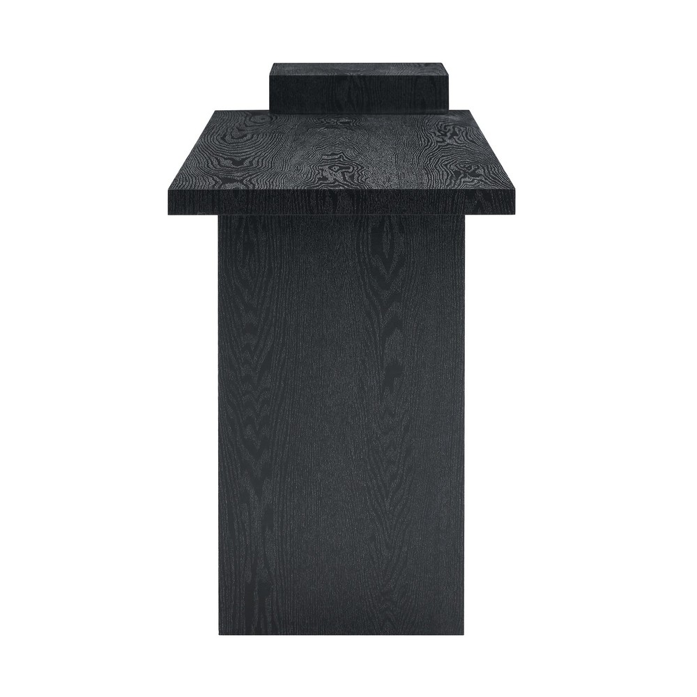 Modern Black Wood Grain Sofa Side Table - MDF Multipurpose Entryway Console Tab