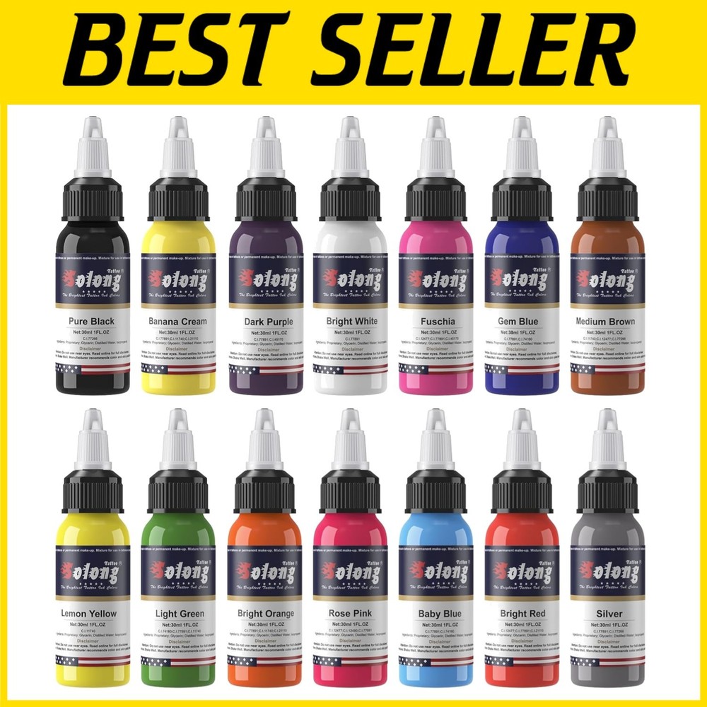 Professional Tattoo Ink Set - 14 Color 30ml Bottles