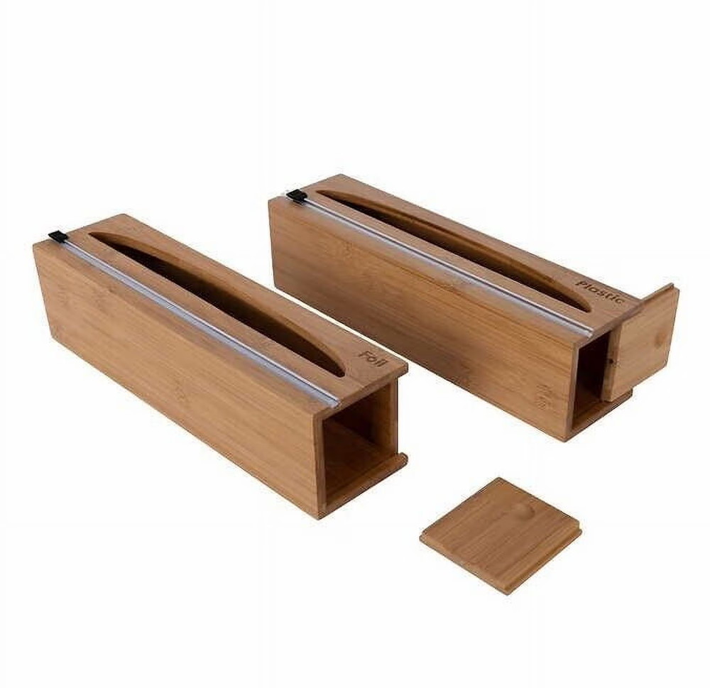 Bamboo Foil & Plastic Wrap Dispenser 2-piece Set