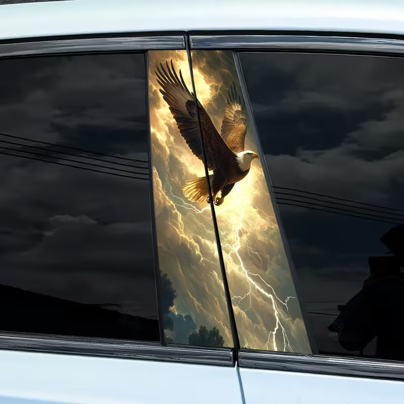 2pcs Eagle Decal Car Center Pillar Stickers - Durable Vinyl Protective