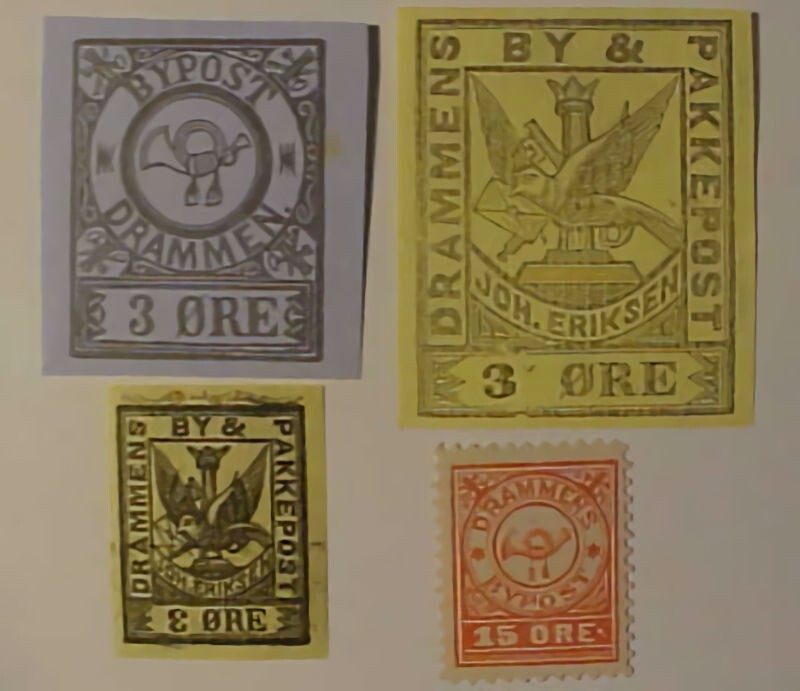 NORWAY  DRAMMEN LOCAL POST 4 DIFF INCLUDES 1 WITH FOR 3 ERROR