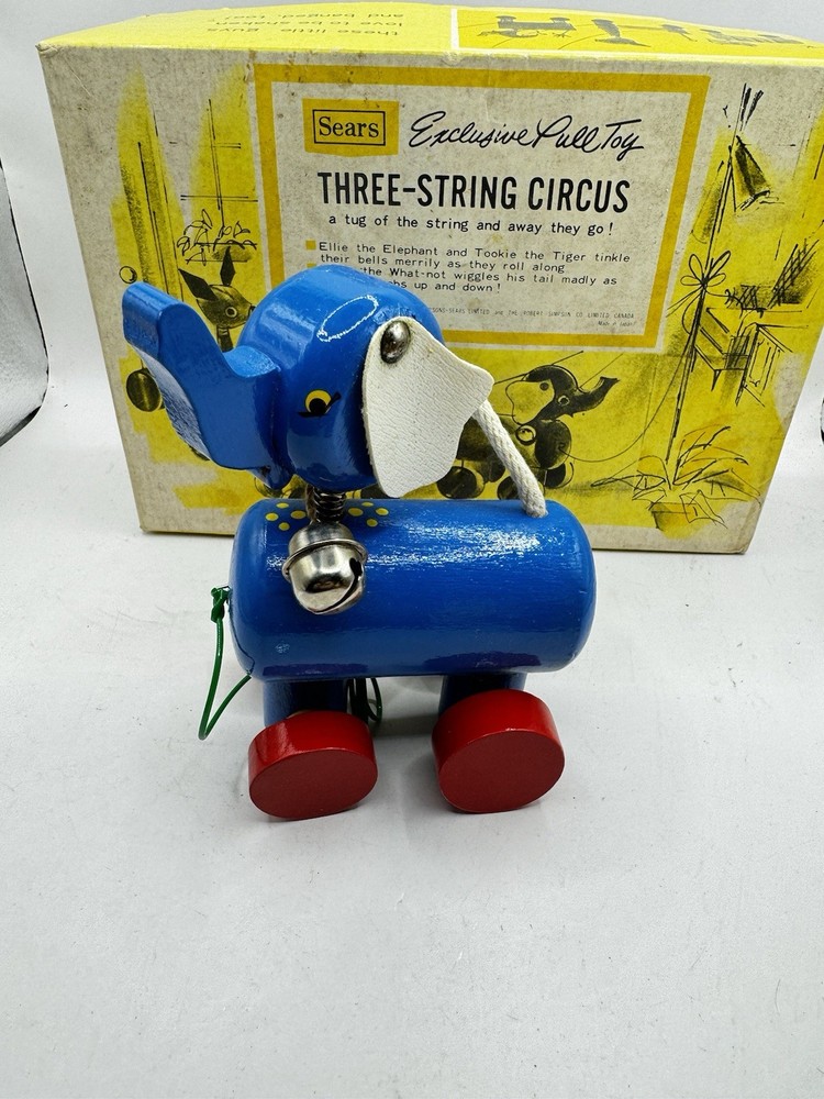 Vintage Sears Exclusive Pull Toy Three-String Circus 1950s – Complete with Box