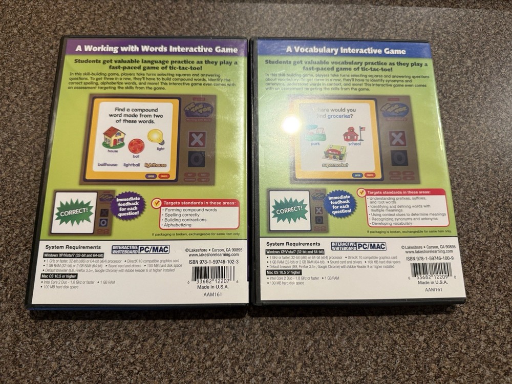 Lot 5 Lakeshore Interactive Educational Games Lot PC/Mac CD Rom Elementary 1 - 3