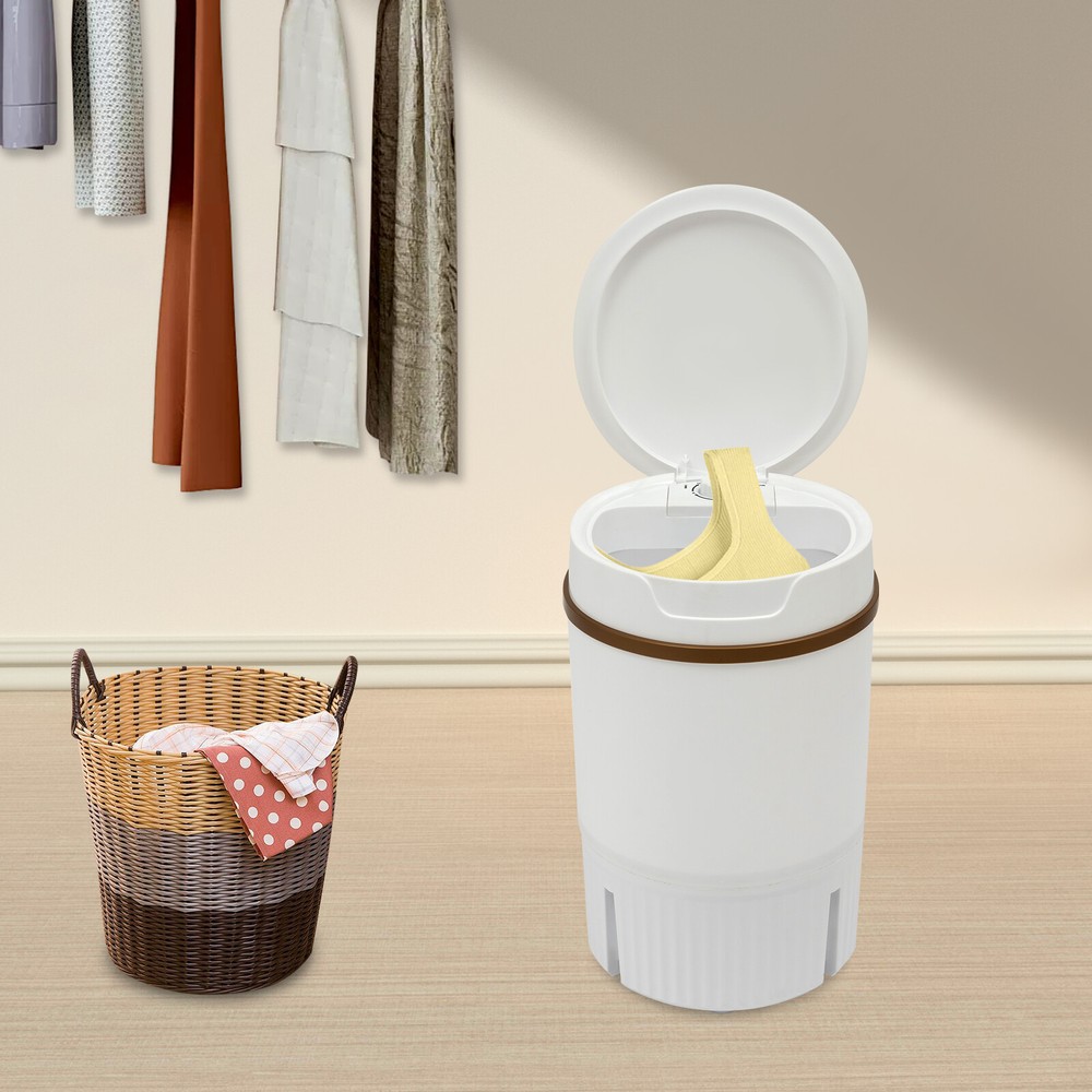 Portable Mini Washing Machine Washer with Drainage Basket Multi-Functional White