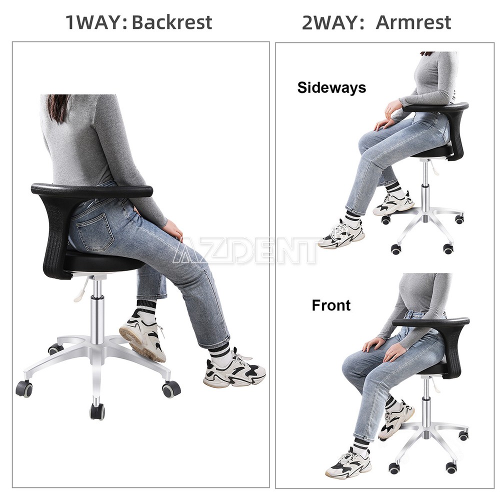 Dental Mobile Stool Dotor Chair Adjustable Height Backrest 360° Universal Caster