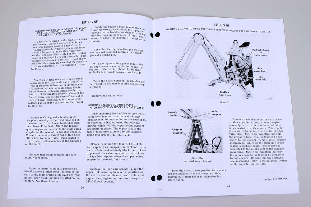 International 3082 A Backhoe Owners Operators Manual Maintenance Controls