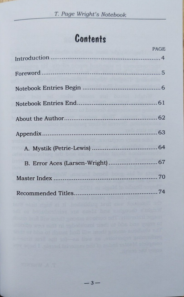 T. Page Wright's Notebook -- Edited by William W. Larsen (Essential work)