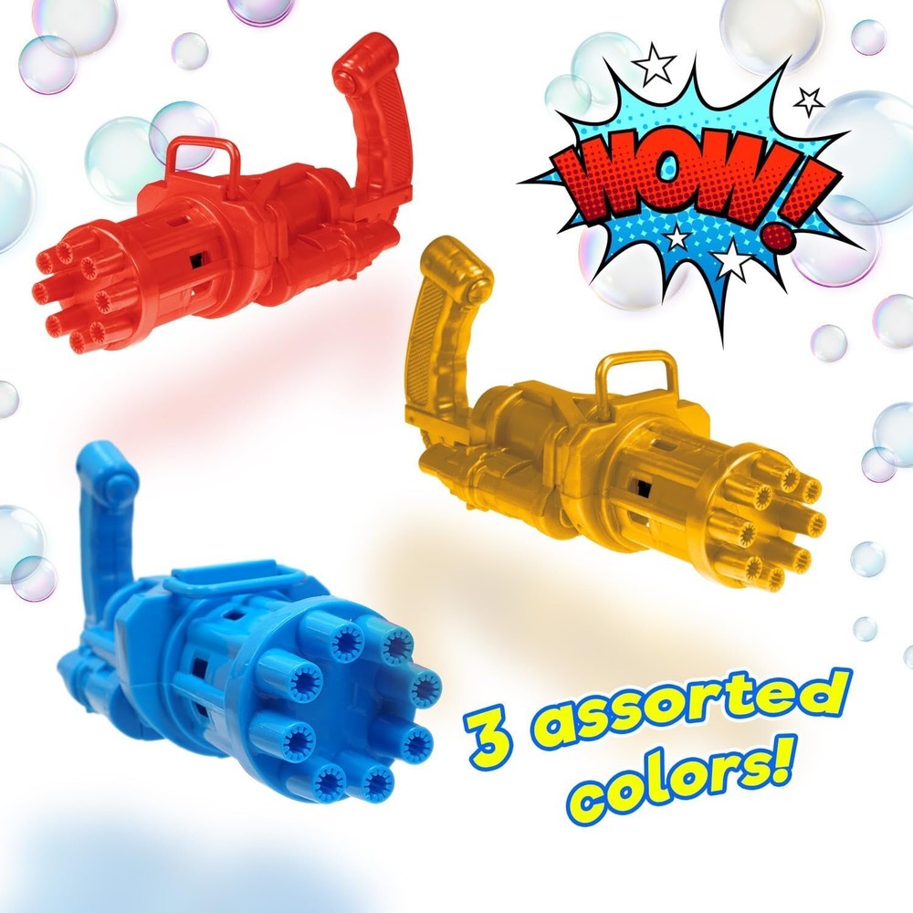JA-RU Blitz Bubble Blaster Machine Gun (3 Bubble Gun) w/Bubble Tray & Soap...