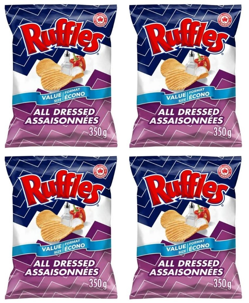 Ruffles All Dressed Flavored Potato Chips, 380g (4 Pack)