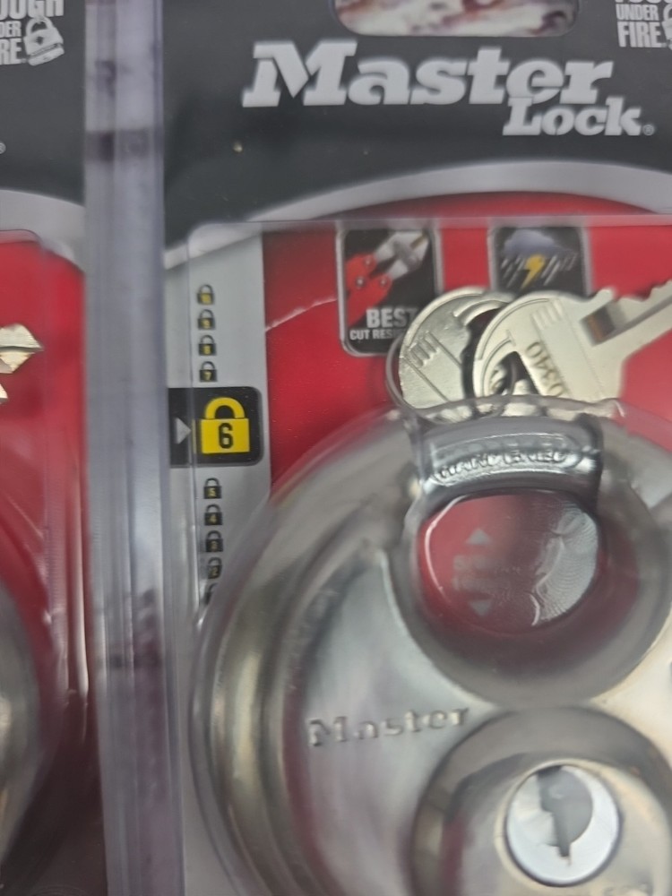 (3-Pk) Master Lock 40KADPF Round Padlock with Shielded Shackle, Stainless Steel