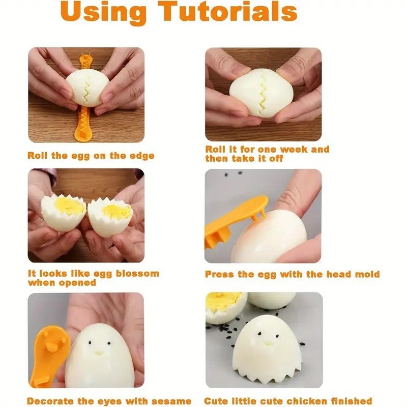 2PC Egg Shaper Mold Egg Cutter Boiled Egg Flower Cutting Half Cutting