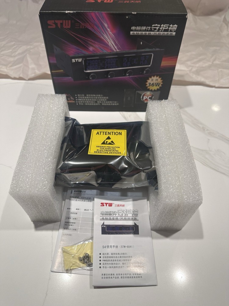 PC CPU 4 Channel Fan Controller Speed Control Adjuster LCD Cooling Front Panel